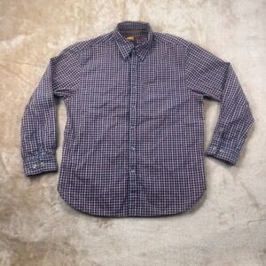 Vintage Territory Ahead Reserve Mens Medium Plaid Button Down Navy Blue Red